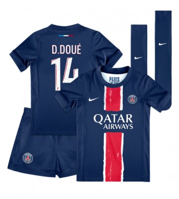 Paris Saint-Germain Desire Doue #14 Primera Equipación Niños 2024-25 Manga Corta (+ Pantalones cortos)